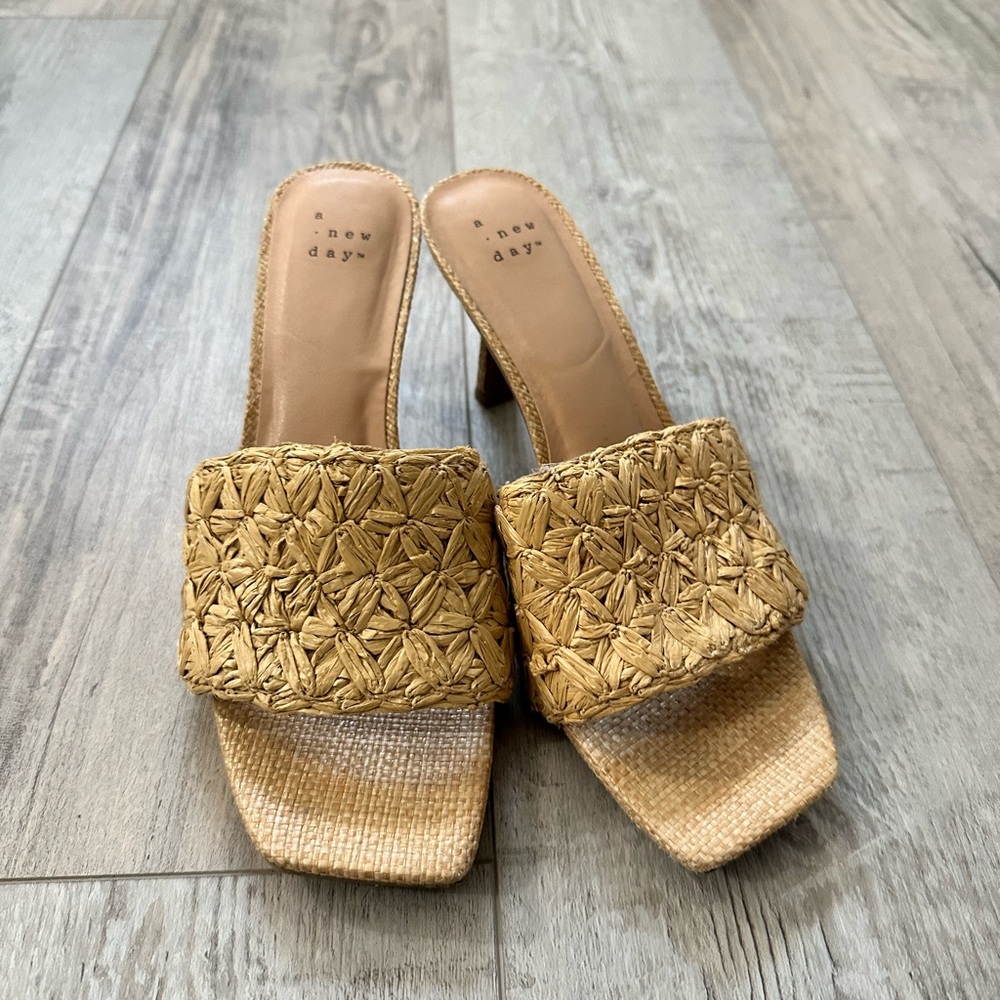 A New Day Women's Tan Woven Mules